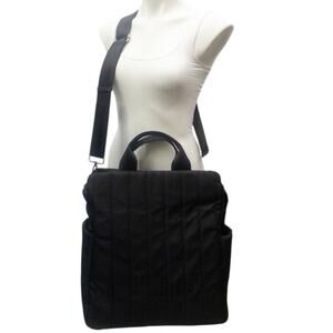 Urban Originals Large Messenger Tote Crossbody Bag Black Nylon Quilted